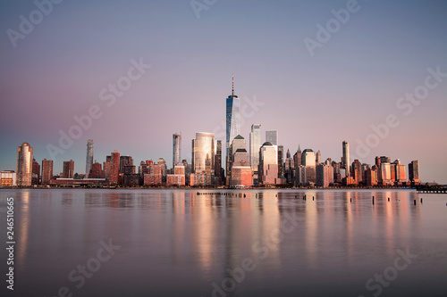 Photography shanghai skyline at sunset