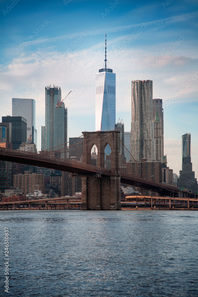 The Brooklyn Bridge over the river