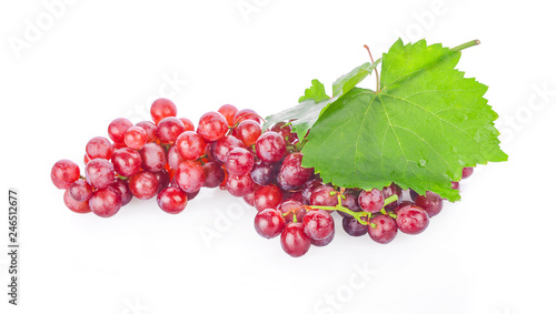 red grapes isolated on white background.