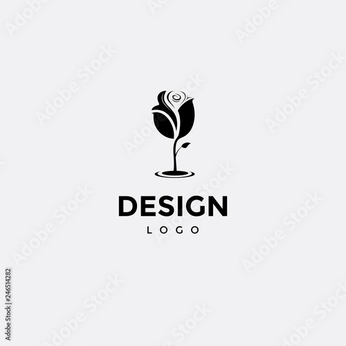 Vector logo design, flower and wine icon