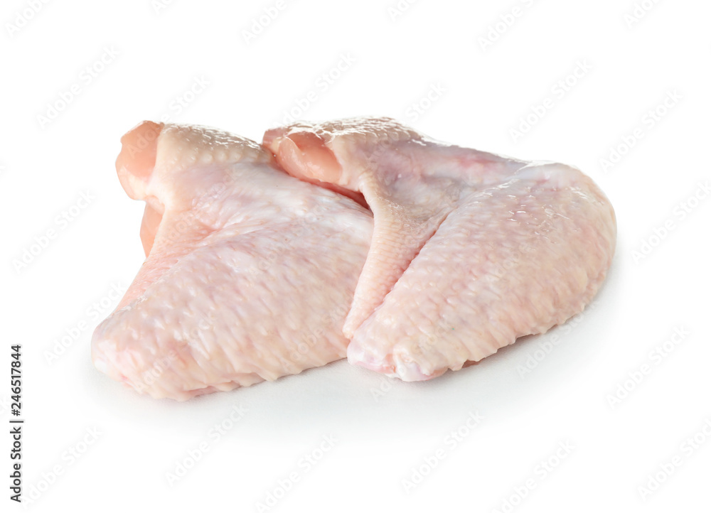 Raw chicken wings on white background. Fresh meat Raw chicken wings on white background. Fresh meat
