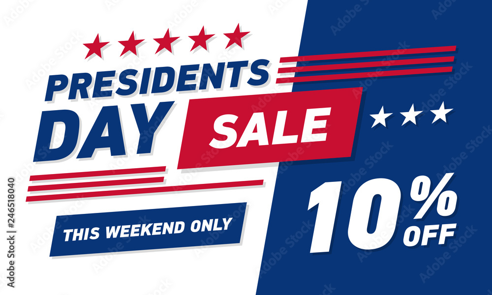 Fototapeta premium Presidents day sale 10% discount banner . Vector template.