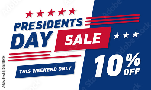 Presidents day sale 10% discount banner . Vector template.