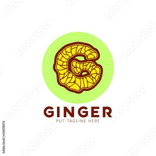 Template logo design with G initial for ginger