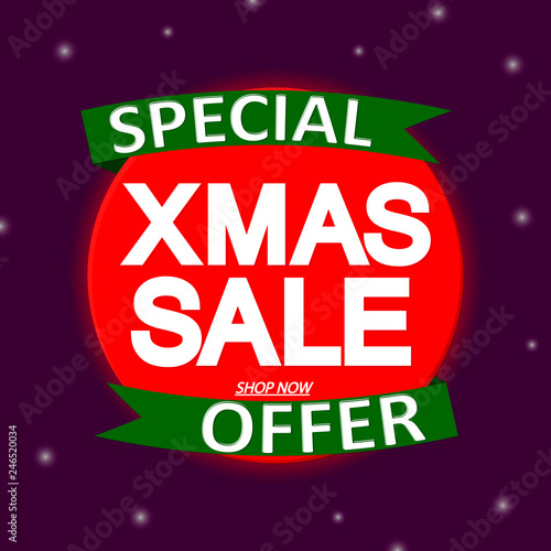 Xmas Sale, banner design template, Chrismas discount tag, best deal, special offer, vector illustration