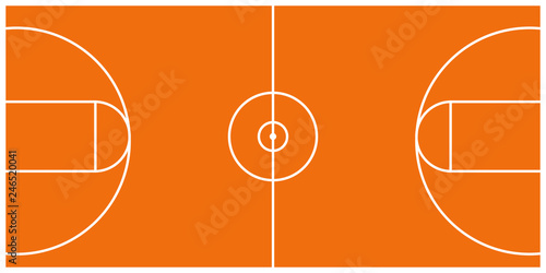Isolated aerial view of a basketball court