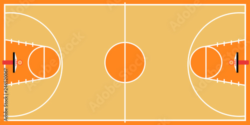 Isolated aerial view of a basketball court