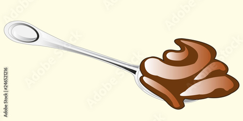 Kitchen instrument dinning-room spoon with chocolate mass