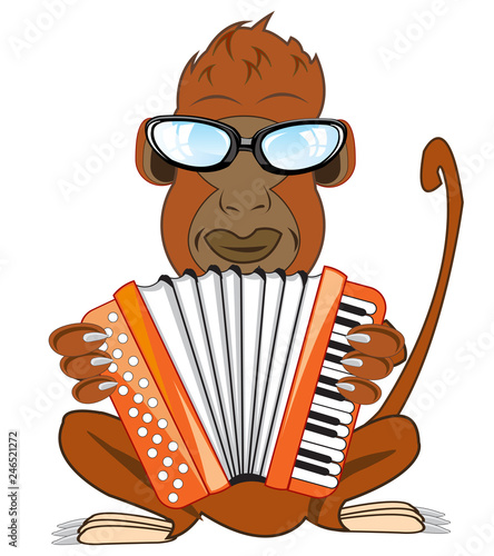 Vector illustration of the gorilla with accordeon