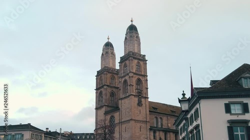 zurich famous limmatquai riverside 4k switzerland photo