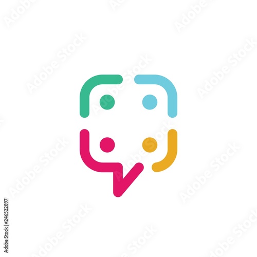 people family group community chat talk bubble logo vector icon