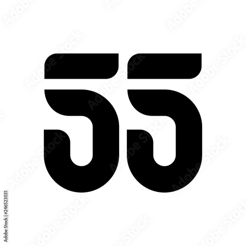 55 fifty five number logo vector icon sign