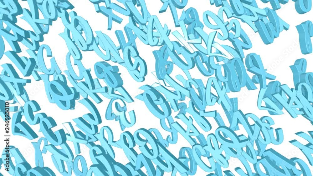 Turquoise three-dimensional letters slowly fly on a white background. 3d render Turquoise three-dimensional letters slowly fly on a white background. 3d render