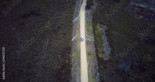 Drone Follow car, Open Plains. photo