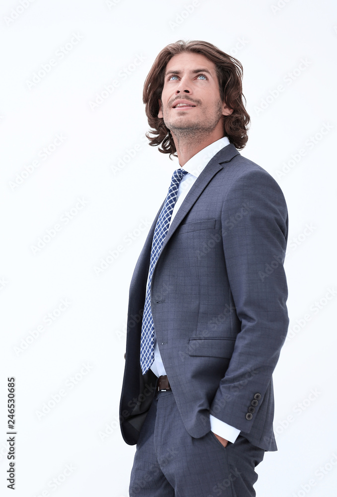 elegant people looking up on white background elegant people looking up on white background