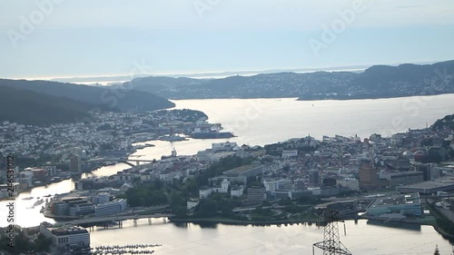 Riding Ulriksbanen up to mount Ulriken in Bergen, Norway. photo