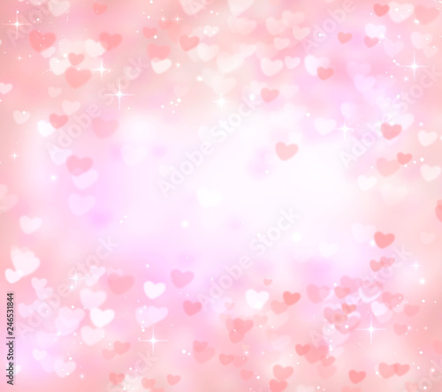 Bright holiday background, Valentine's day, glitter, glow, blurred bokeh background, circles, beautiful, pink, white, love, hearts