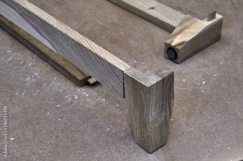 Furniture legs from solid oak. Wooden furniture manufacturing process
