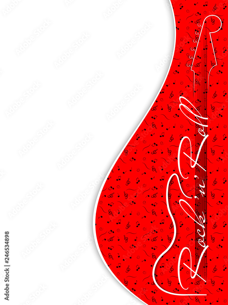 Music background. Guitar and the inscription rock and roll on red musical  background. Design invitations to party, disco, music banner, flyer, cover,  wallpaper. 3D vector illustration. Paper cut style Stock Vector |