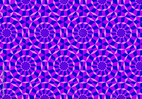 Abstract hypnotic and psychedelic background with cubes in rounds and imaginary rotation