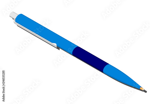 Ball-point pen isometric icon with flat colors