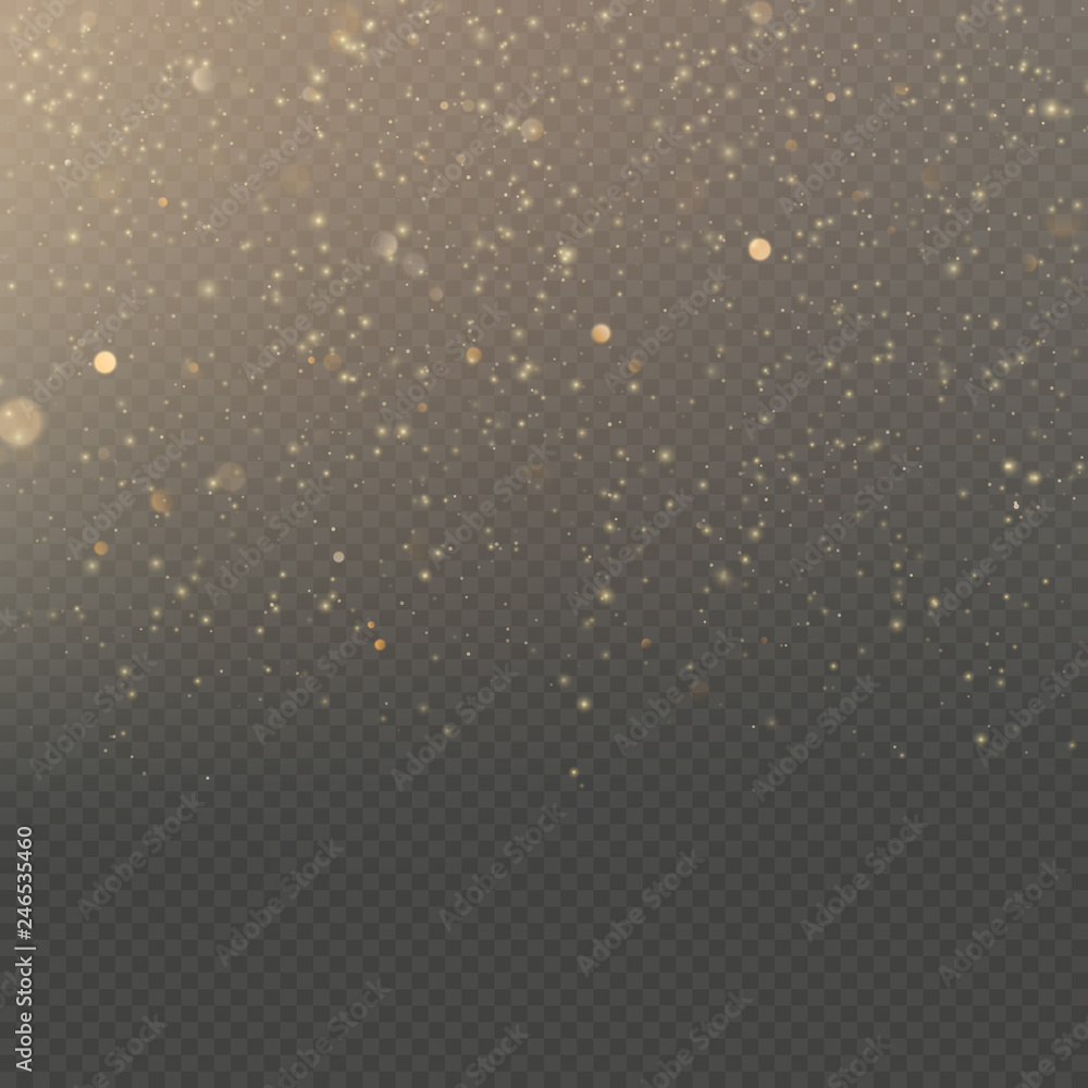 Overlay effect glitter gold light shine effect on transparent background. EPS 10