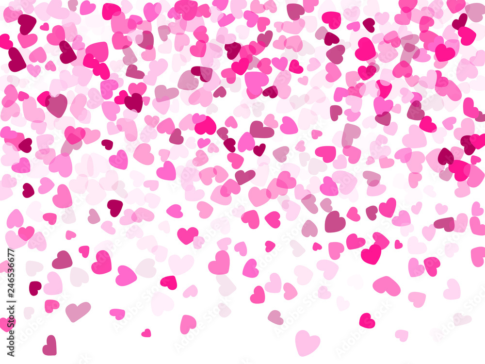 Hearts confetti flying vector background graphic design.