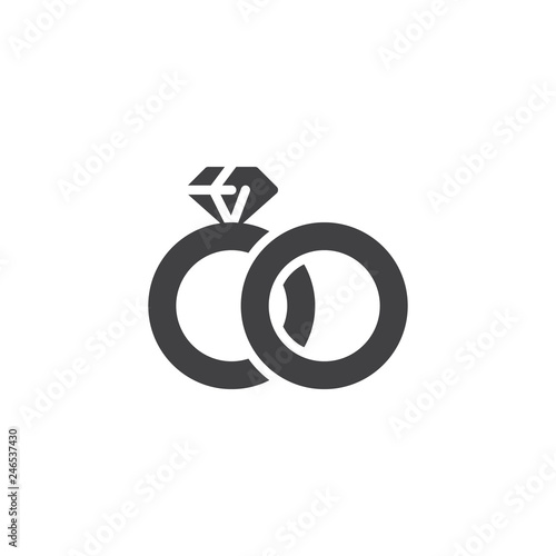Wedding rings vector icon. filled flat sign for mobile concept and web design. Couple wedding rings simple solid icon. Symbol, logo illustration. Pixel perfect vector graphics