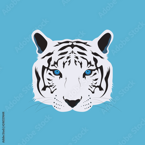 Fototapeta Naklejka Na Ścianę i Meble -  White Bengal Tiger Head Vector and Icon