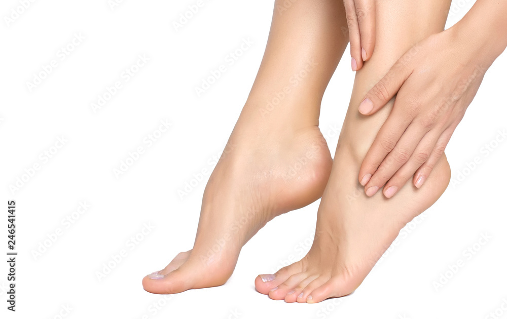 woman legs isolated on white. Depilation or another healths concept woman legs isolated on white. Depilation or another healths concept