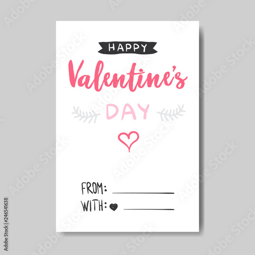 love greeting card happy valentines day concept lettering hand drawn doodle style postcard vector illustration