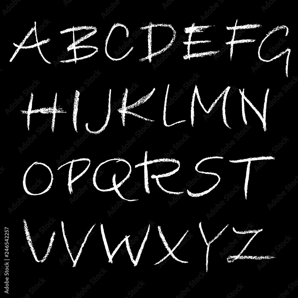 Chalk textured font. Grunge script on chalkboard. Vector calligraphy illustration. Chalk textured font. Grunge script on chalkboard. Vector calligraphy illustration.