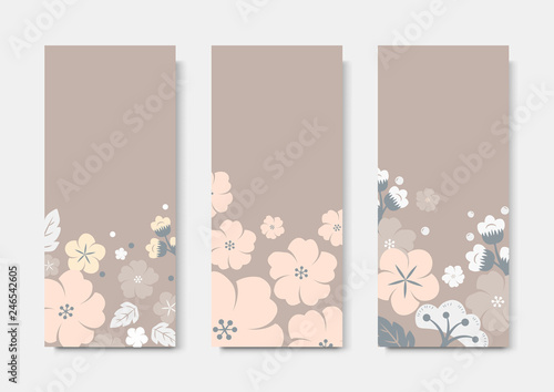 Colorful flower card template set