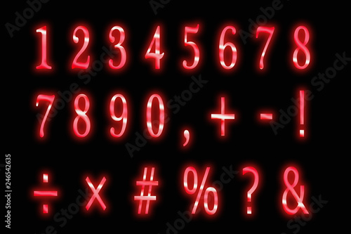 Neon numbers and symbols ネオンの数字と記号