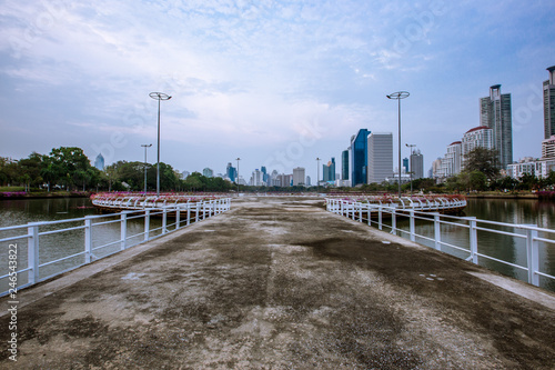 Background of flowers by the pool, wallpaper, high-rise buildings (condominiums, offices) that are located by the pool, parks, fitness areas of nearby residents.