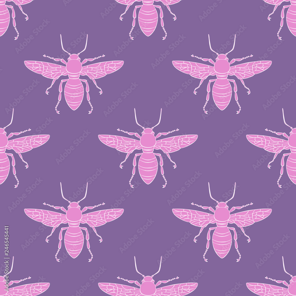 Hand drawing Insect fly Bee wings. seamless pattern Hand drawing Insect fly Bee wings. seamless pattern