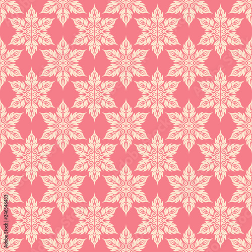 Floral seamless pattern. Beige and pink background
