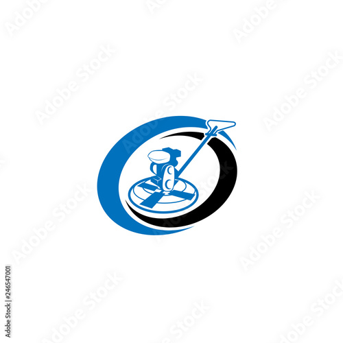 Concrete Trowel Machine logo vector icon illustration