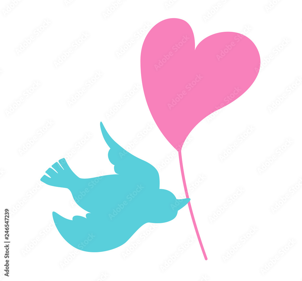 Heart and bird silhouette material Heart and bird silhouette material