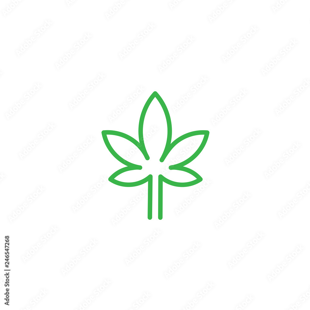 Creative marijuana health medical cannabis vector designs. Cannabis Leaf Line Art Logo design inspiration - Vector