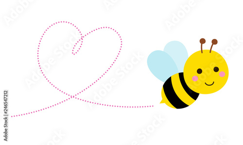 Flying bee and heart shape