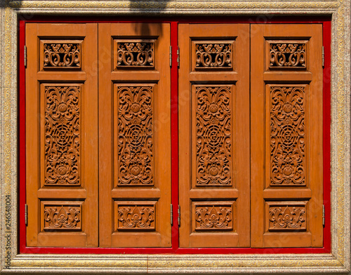 wooden door of chinese temple