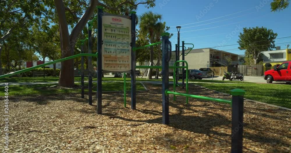 Fitness equipment in the park 4k 60p Fitness equipment in the park 4k 60p