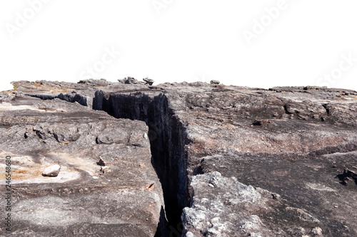 stone Rock cliff isolated on white.