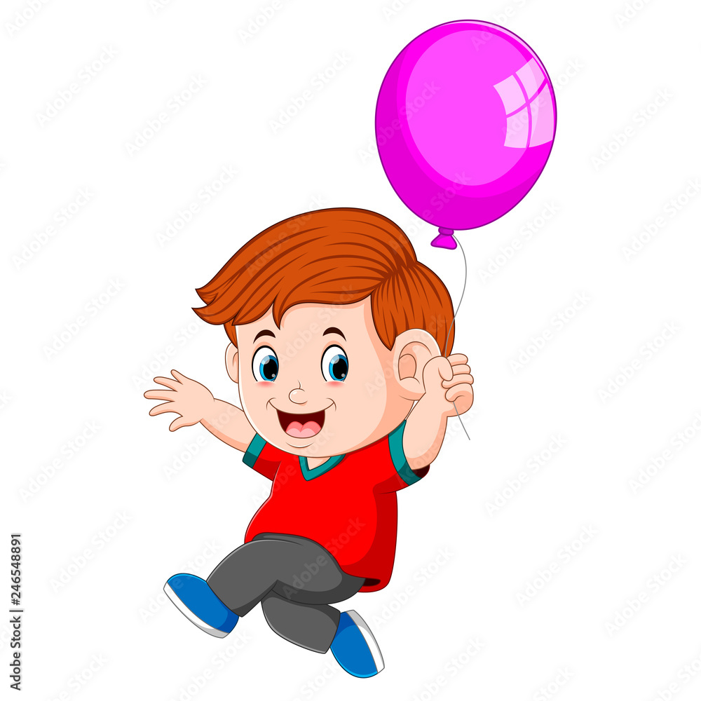 a kid holding balloons