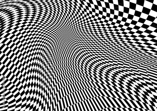Abstract distorted Chess black and white Background