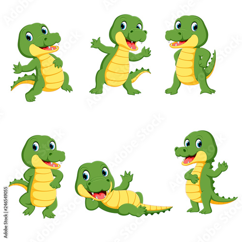 collection of cute crocodile character cartoon