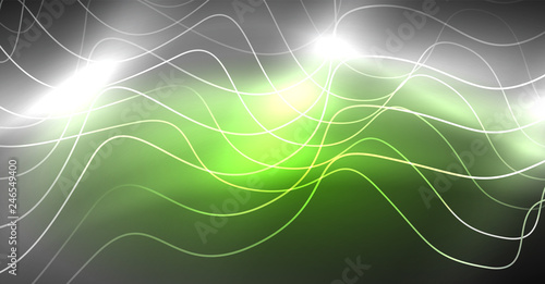 Neon lines wave background. Abstract composition