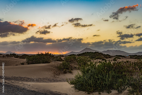 Dunes of Famara at sunset. Lanzarote Island, Canarias