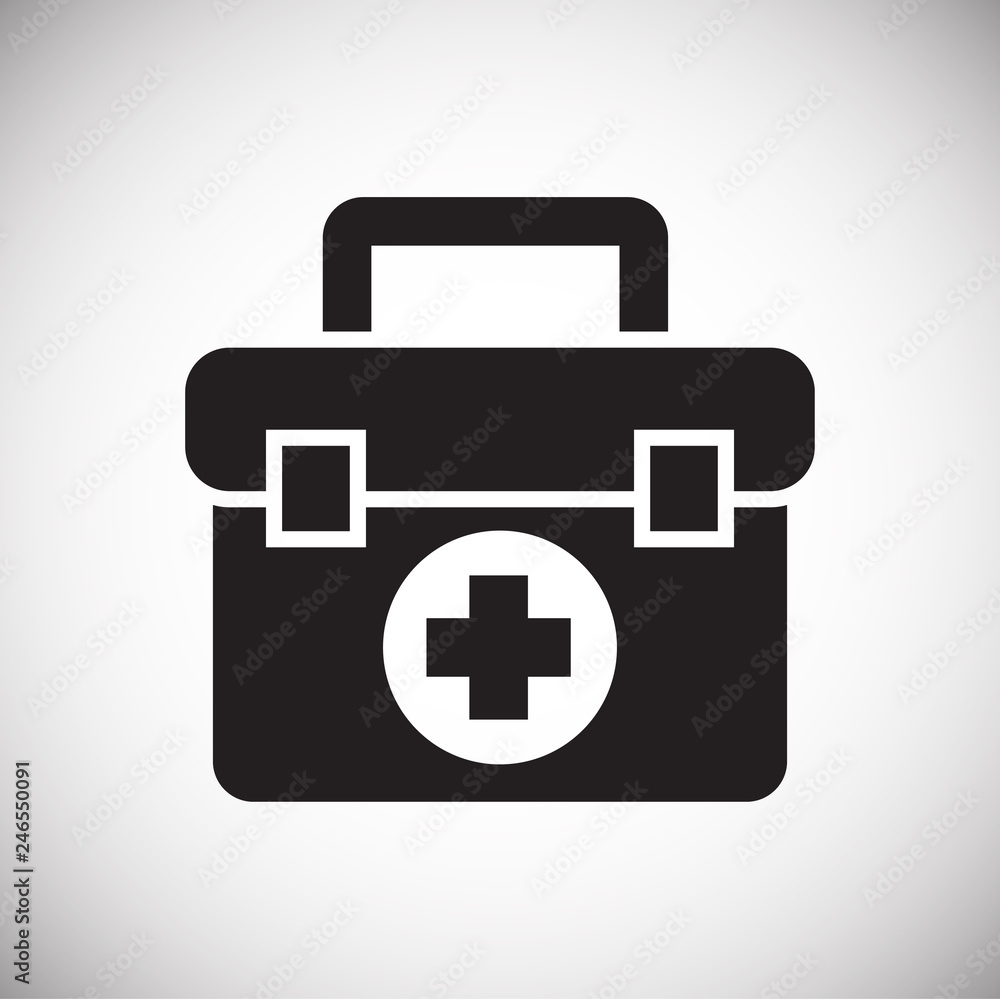 Obraz premium First aid bag icon on white background for graphic and web design, Modern simple vector sign. Internet concept. Trendy symbol for website design web button or mobile app